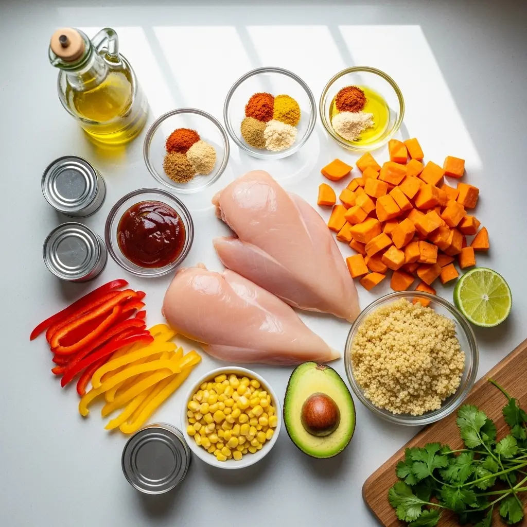 BBQ Chicken and Roasted Sweet Potato Bowl Ingredients