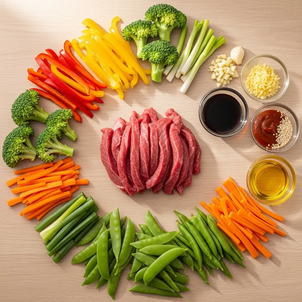 Ingredients for Beef Stir Fry with Vegetables