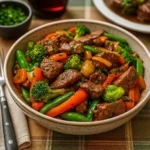 Beef Stir Fry with Vegetables served over rice