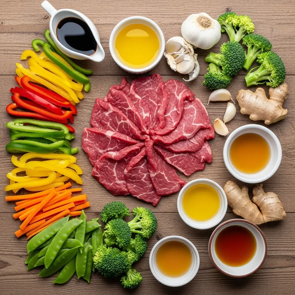 Ingredients for Beef Stir Fry with Vegetables