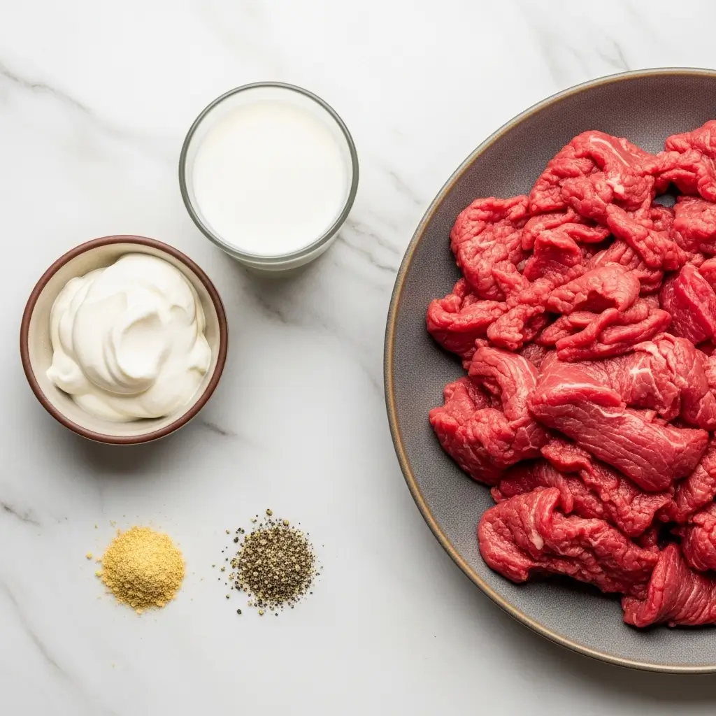 Ingredients for Cheddar Ranch Beef and Corn Pasta Bake