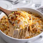 Cheesy Pierogi Casserole fresh from oven