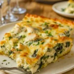 Chicken and Spinach Casserole with Cream Cheese fresh out of the oven