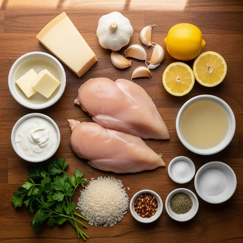 Ingredients for Chicken Scampi with Garlic Parmesan Rice