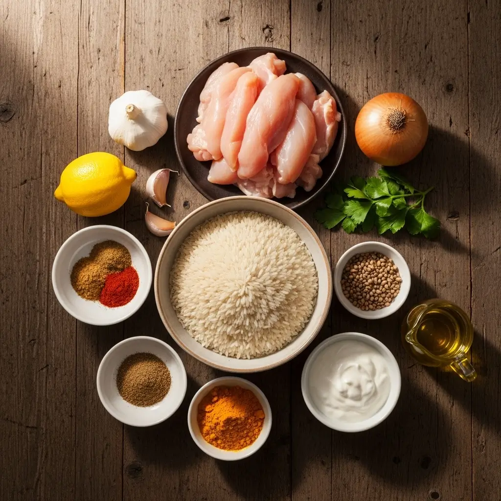 Ingredients for One Pot Chicken Shawarma Rice