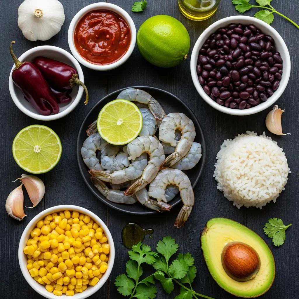 Ingredients for Chipotle Lime Shrimp Bowl
