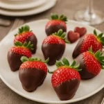 chocolate-covered strawberries on platter