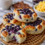 Cottage Cheese Blueberry Cloud Bread served fresh with blueberries