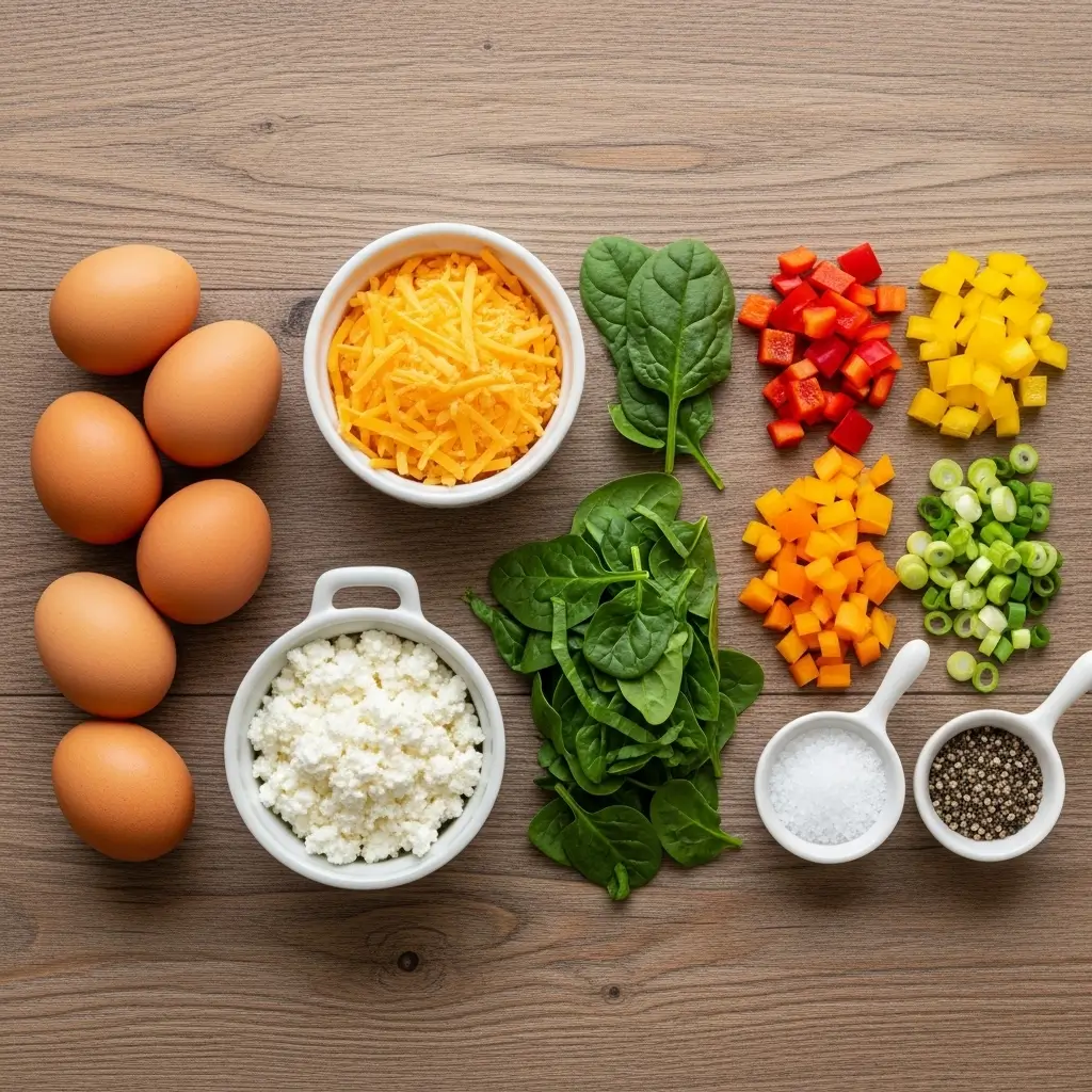 Ingredients for Cottage Cheese Egg Muffins recipe