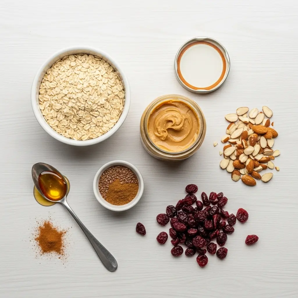 Cranberry Oatmeal Energy Balls ingredients on table