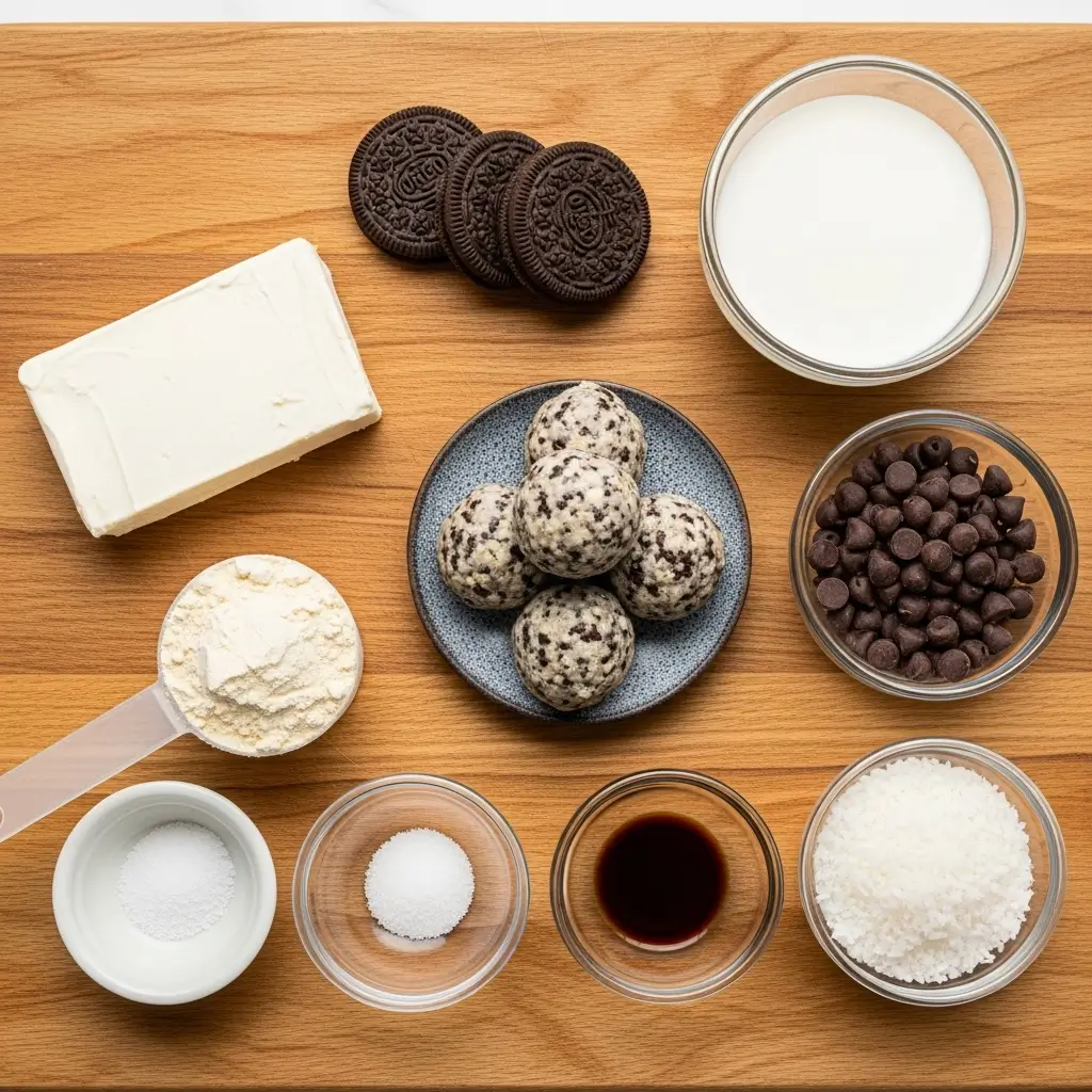 Ingredients for Cream Cheese Oreo Protein Balls
