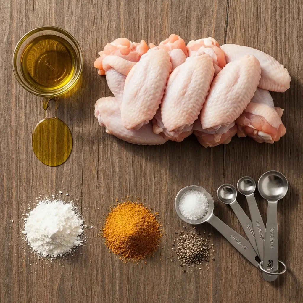 Crispy Baked Ranch Chicken Wings ingredients laid out