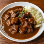 Crock Pot Beef Tips and Gravy dinner in slow cooker