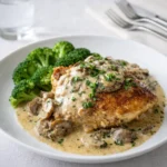 Crockpot Chicken and Gravy served over mashed potatoes