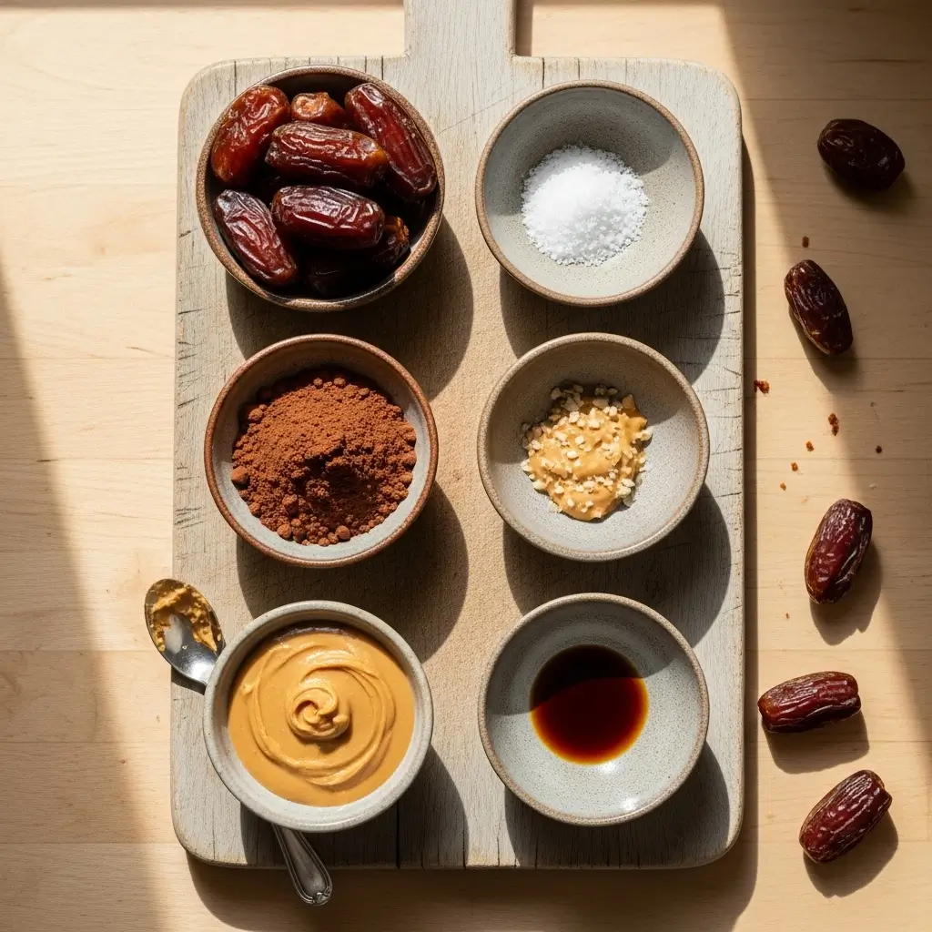 Ingredients for date brownie balls