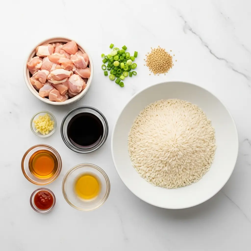 Ingredients for Delicious Sticky Chicken Rice Bowls