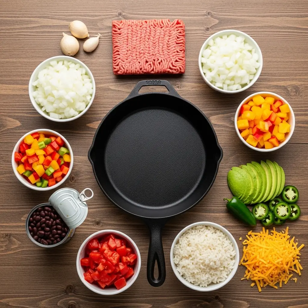 Ingredients for Easy Ground Turkey Taco Skillet
