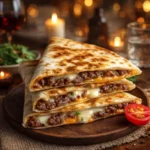 Easy Smashburger Quesadillas plated and crispy