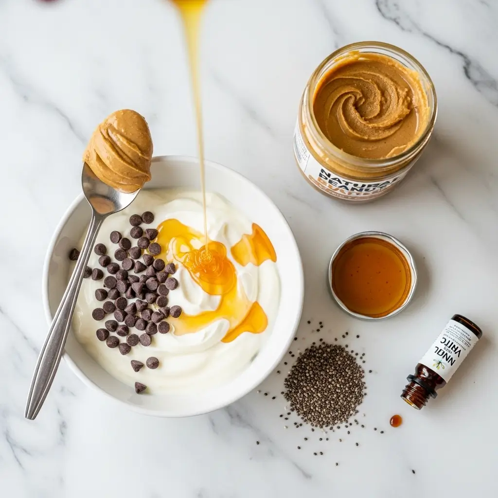 Ingredients for Frozen Greek Yogurt Peanut Butter Bites