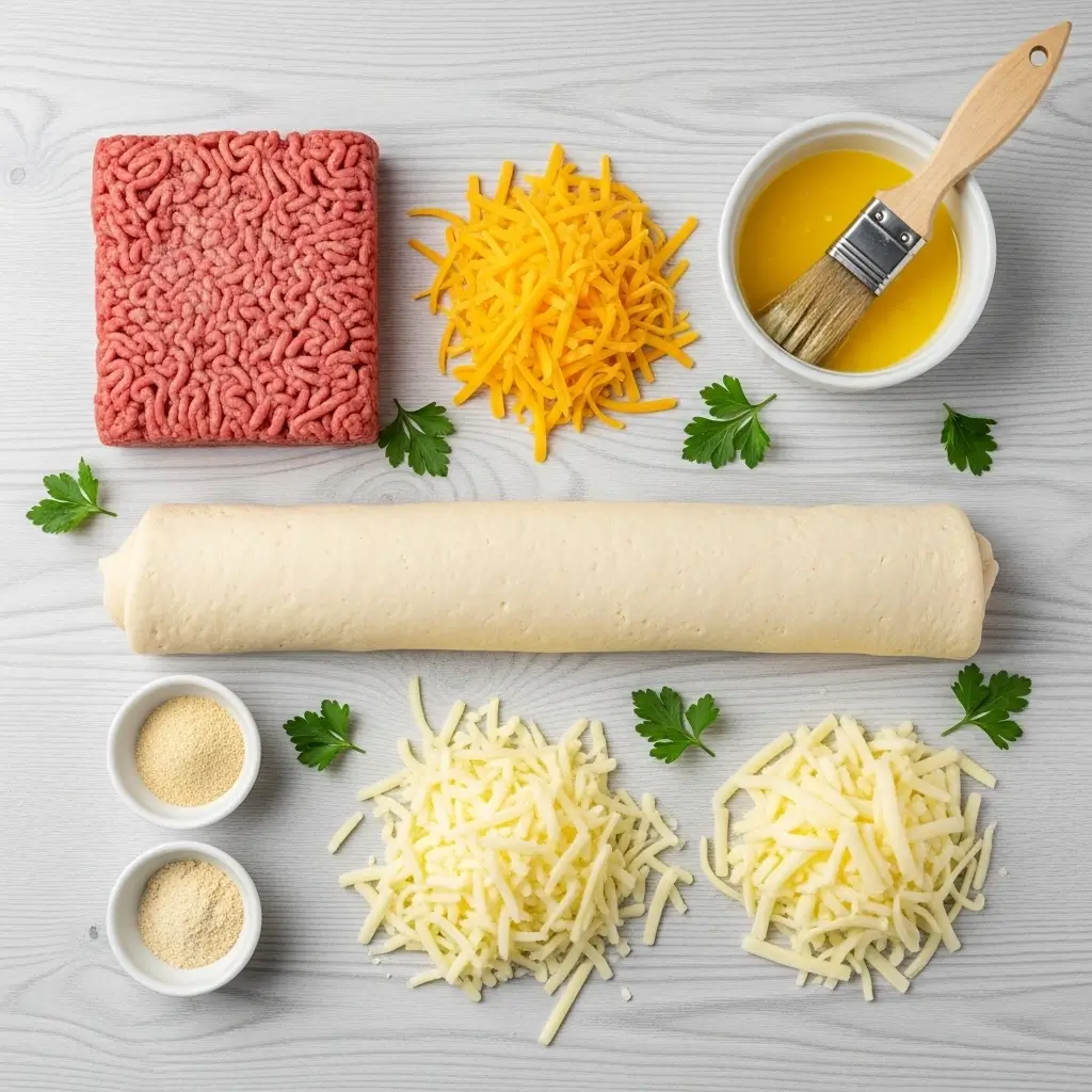 Ingredients for Garlic Butter Cheeseburger Rollups