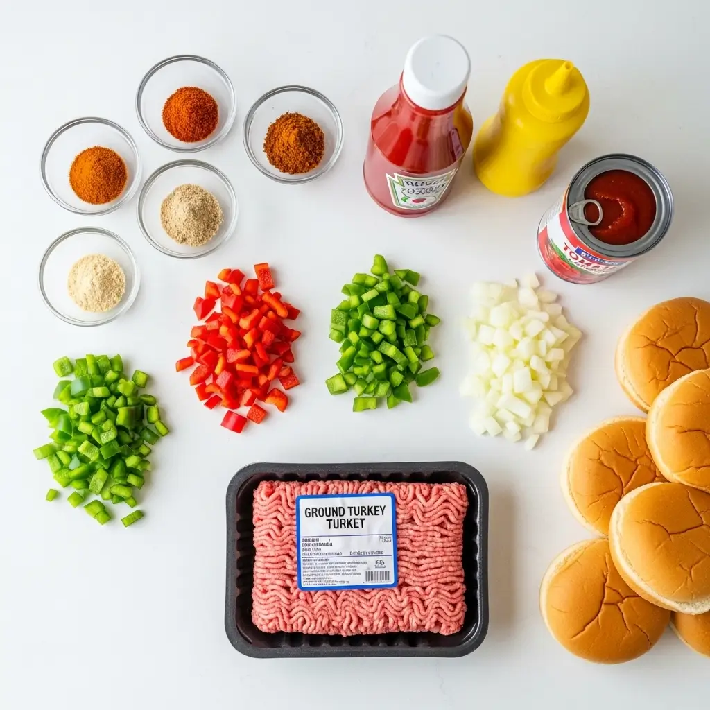 Ingredients for Ground Turkey Sloppy Joes