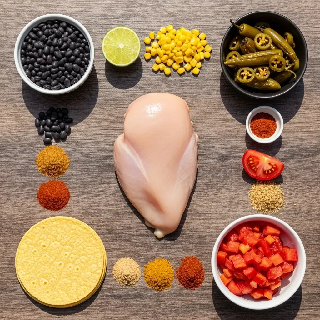 Ingredients for Healthy Crockpot Chicken Tortilla Soup