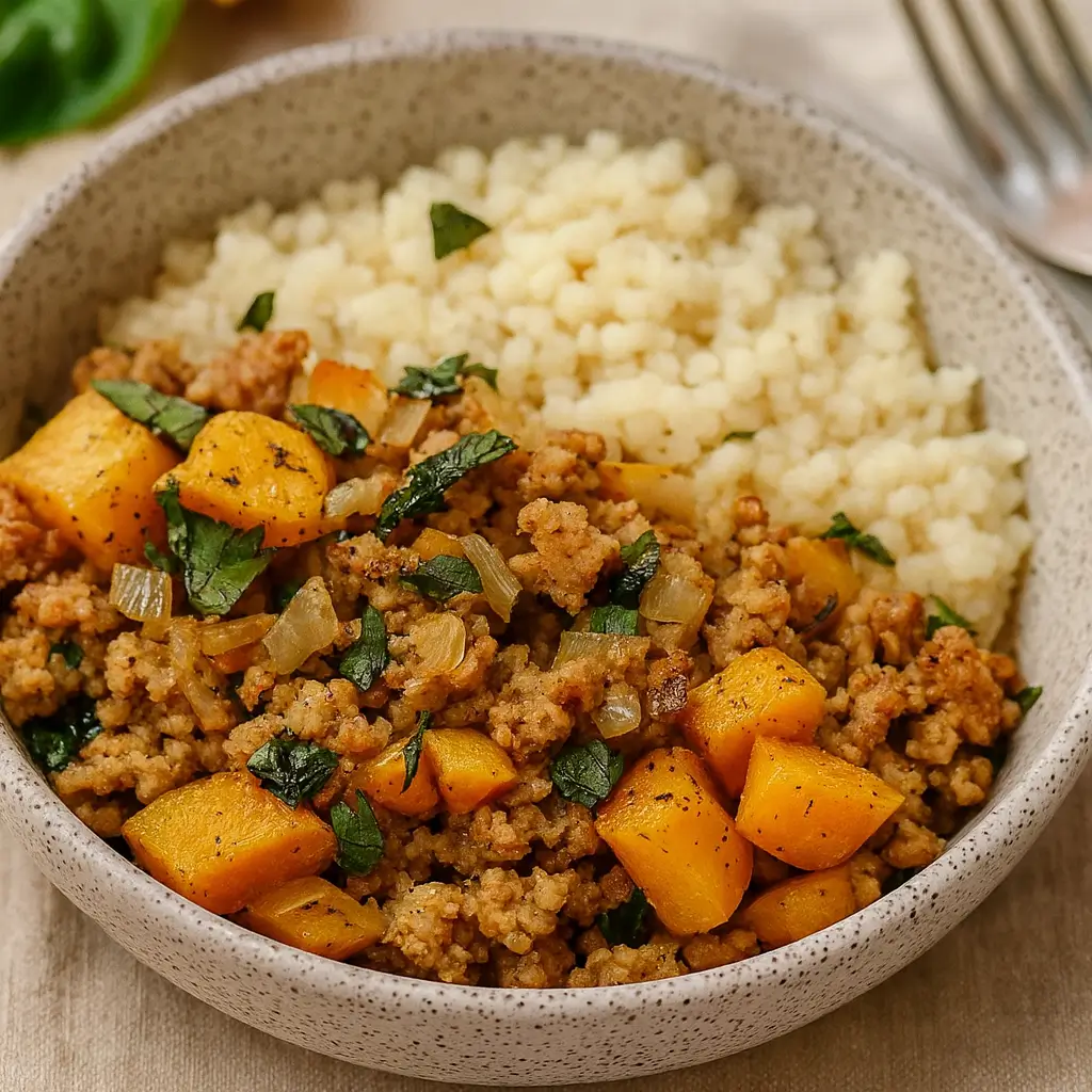 Healthy Roasted Butternut Squash with Ground Turkey