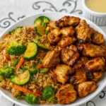 Hibachi Chicken with fried rice and vegetables