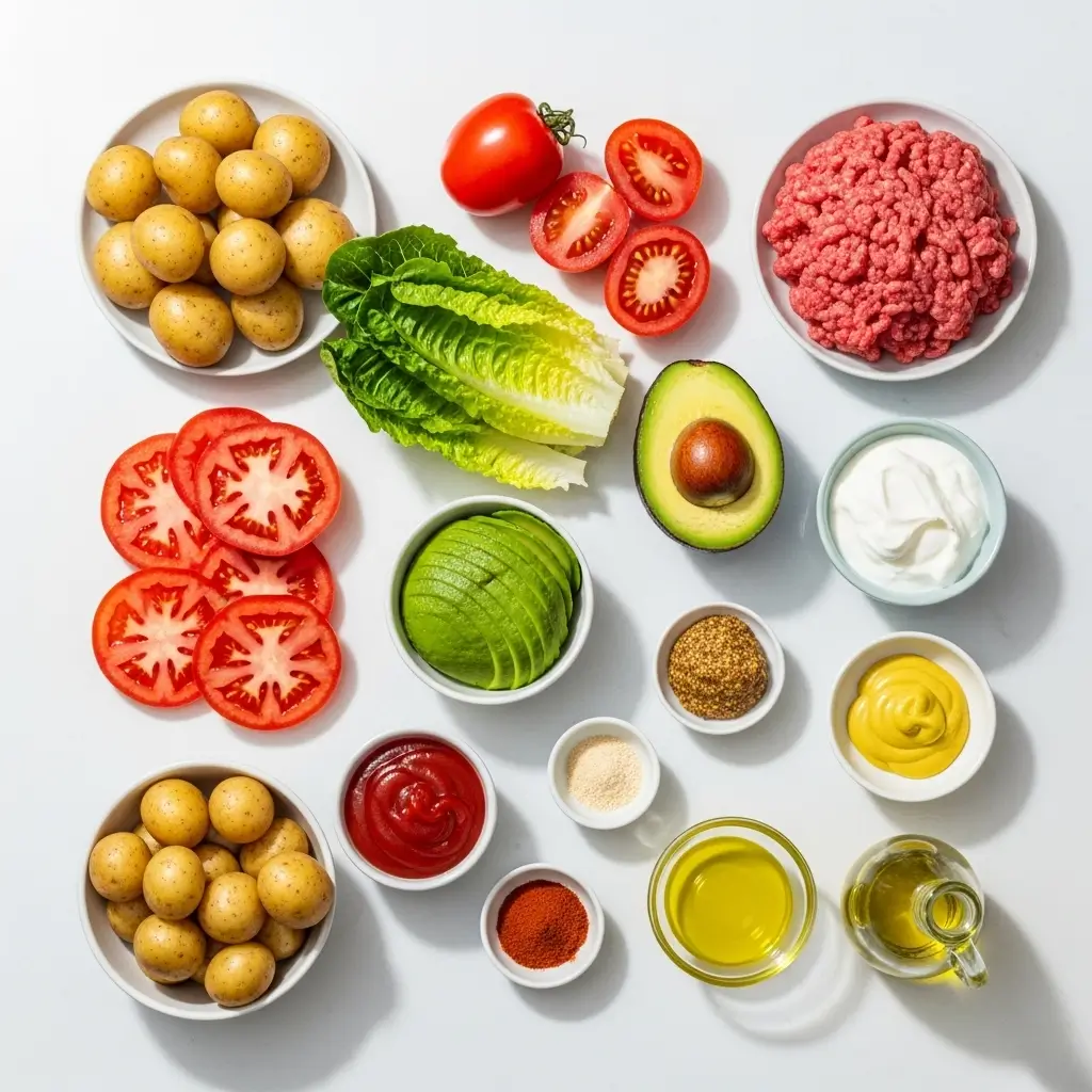 Ingredients for High-Protein Burger Bowl