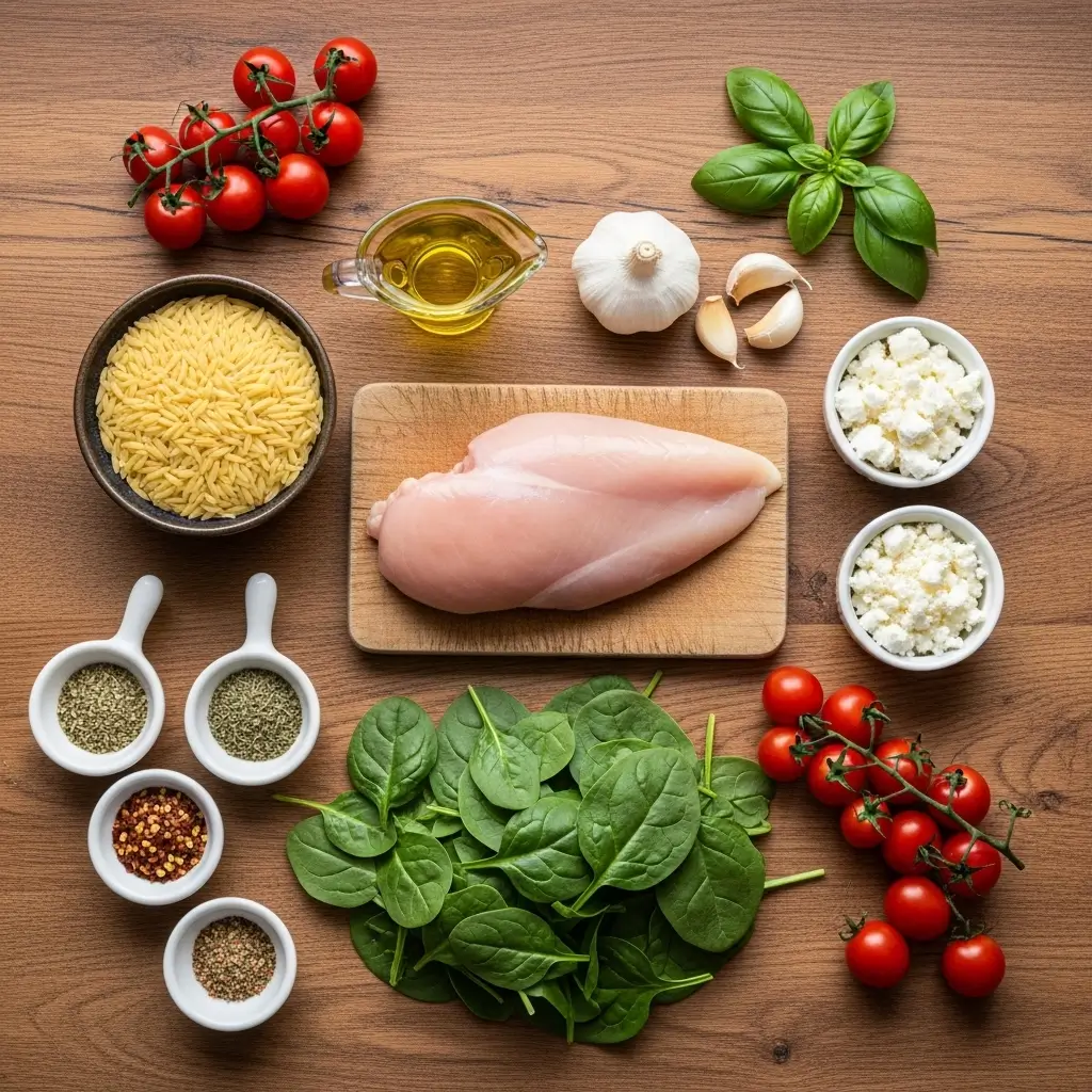 ingredients for high protein chicken orzo recipe