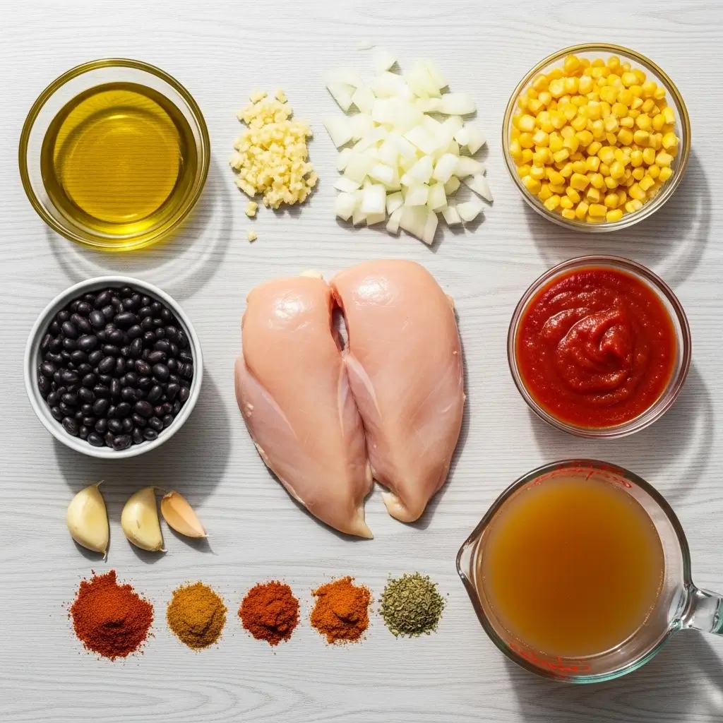Ingredients for High Protein Chicken Taco Soup