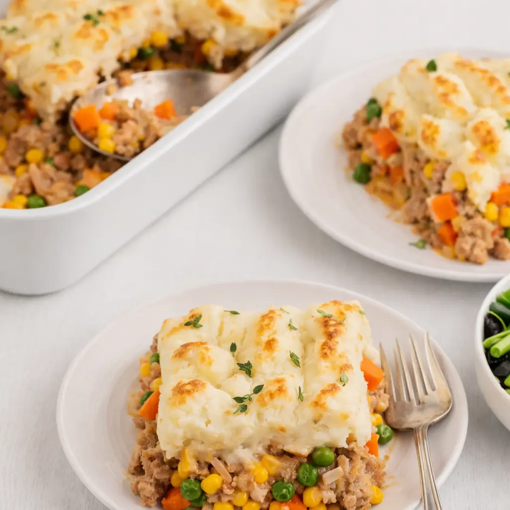 High Protein Shepherd's Pie fresh out of the oven