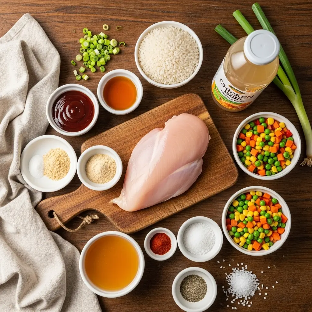 Ingredients for Honey BBQ Chicken Rice