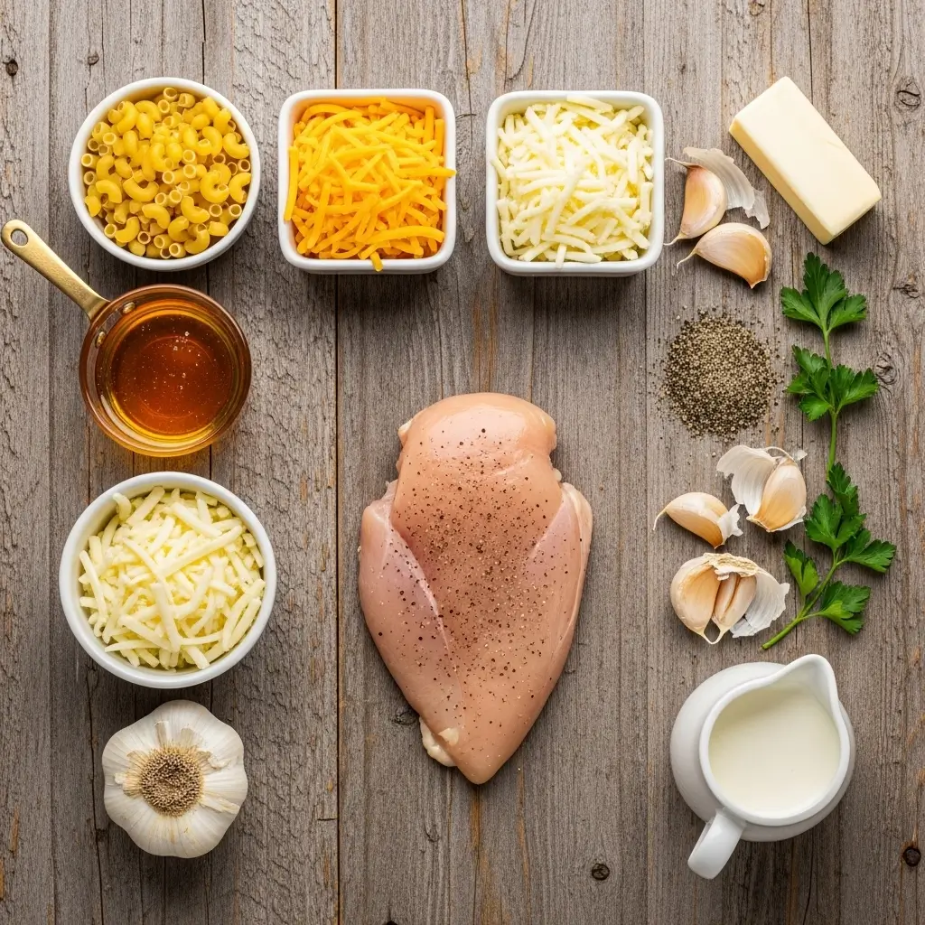 Ingredients for Honey Pepper Chicken Mac and Cheese