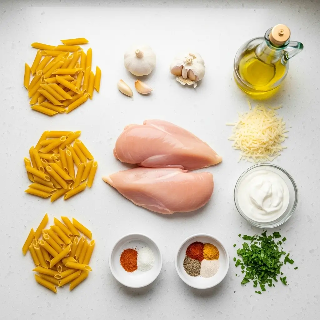 Ingredients for Buffalo Wild Wings Garlic Parmesan Chicken Pasta