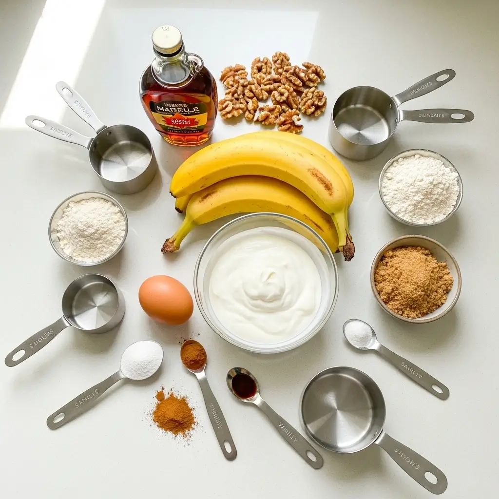 Ingredients for Low Calorie Greek Yogurt Banana Muffins