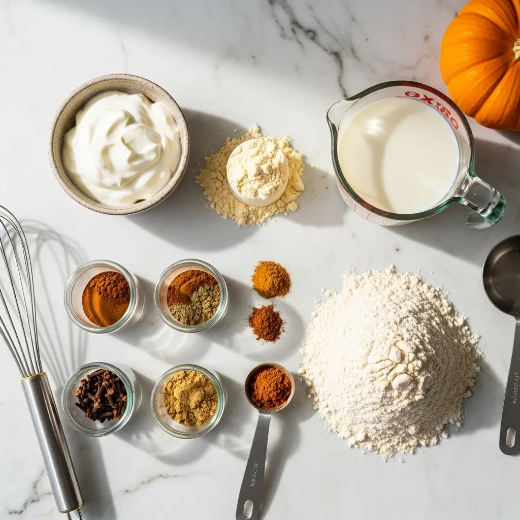 ingredients for low-calorie high-protein pumpkin muffins