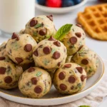Mint Chocolate Chip Protein Balls on a board
