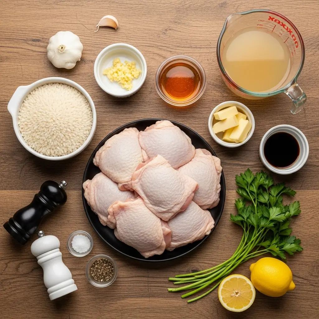 Ingredients for One-Pan Honey Butter Garlic Chicken and Rice