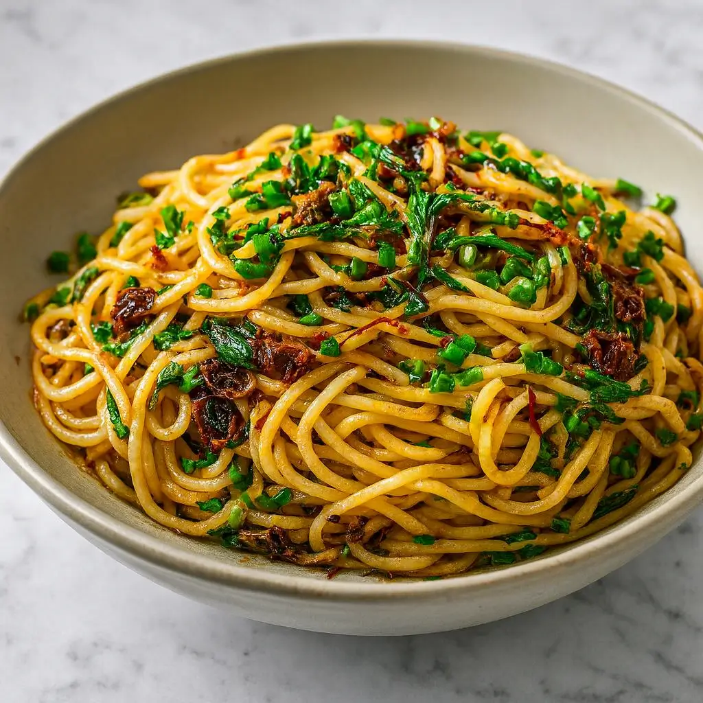 Perfect Garlic Noodles in a rustic bowl