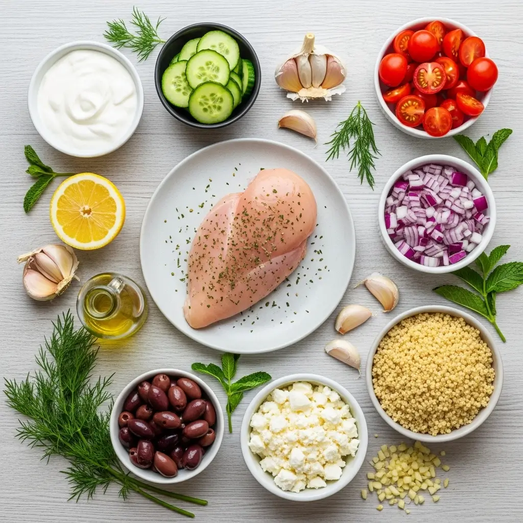Ingredients for Refreshing Chicken Tzatziki Bowls