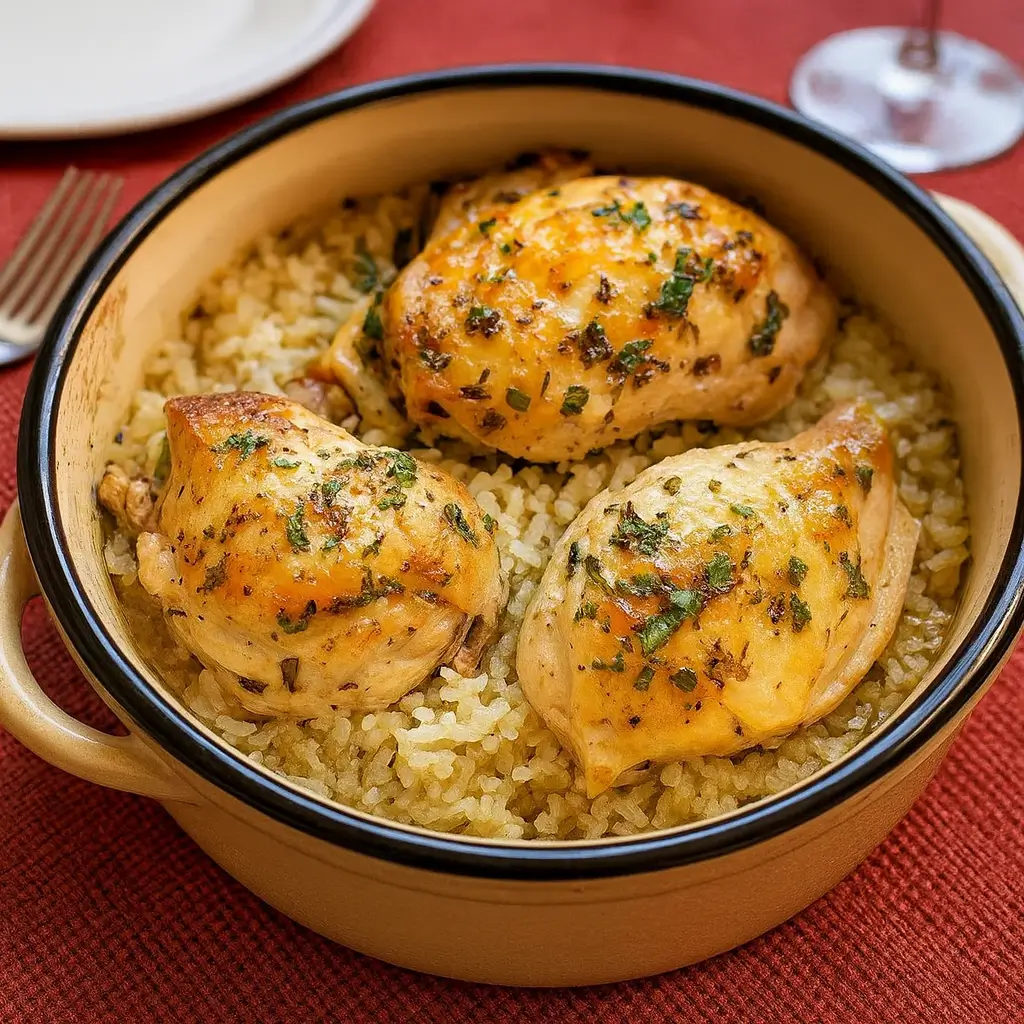Slow Cooker Lemon Herb Chicken and Rice