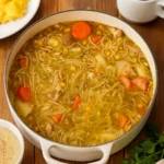sopa de pollo served in a rustic bowl