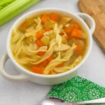 super easy chicken noodle soup in a bowl