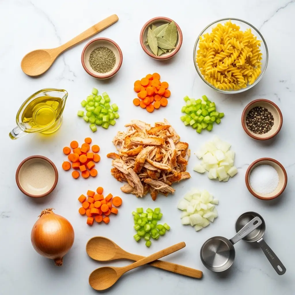 ingredients for super easy chicken noodle soup