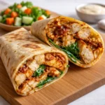 Sweet Chili Chicken Wraps with creamy sauce and lime