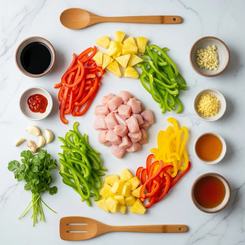 Ingredients for Sweet and Spicy Pineapple Chicken Stir-Fry Bowl