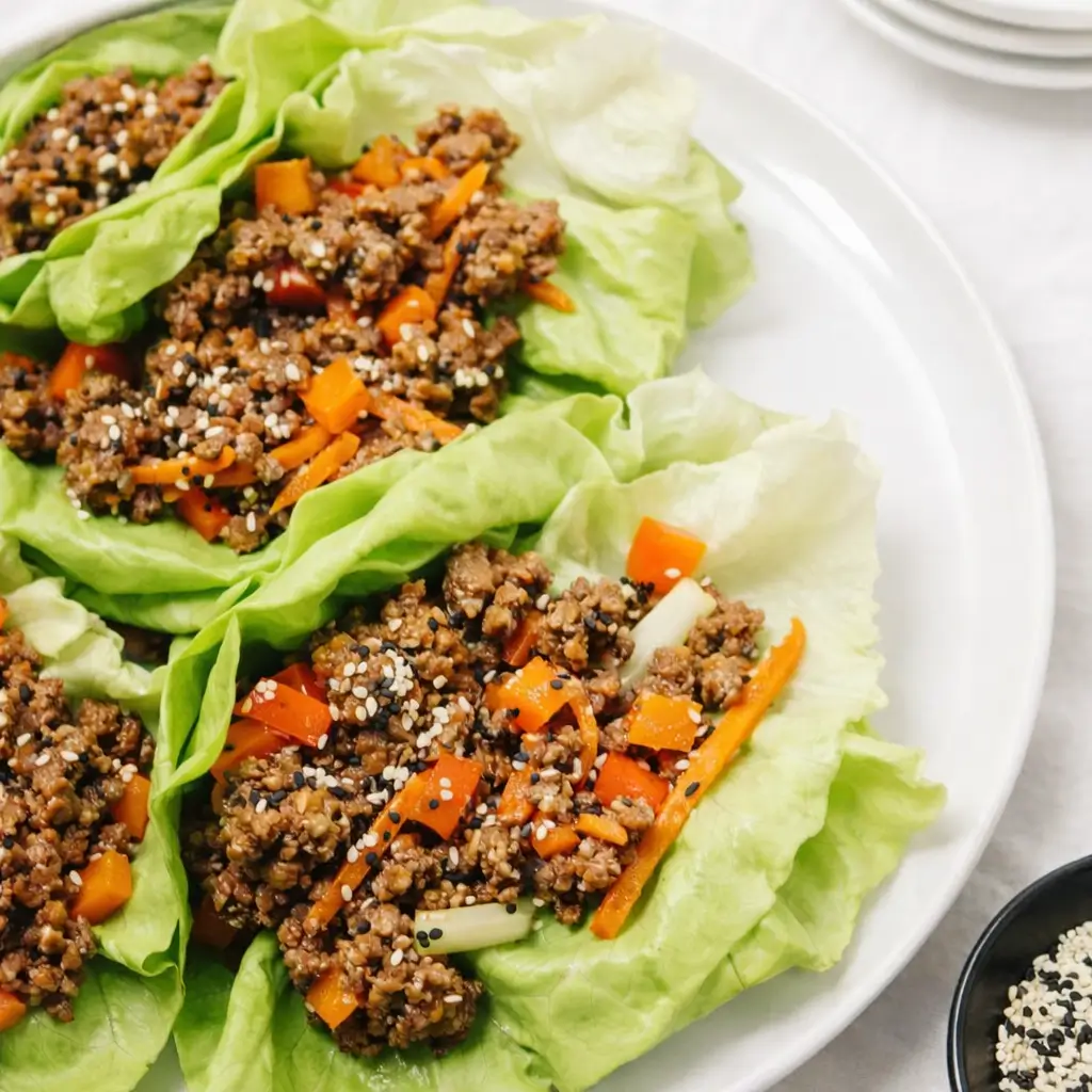 Asian-Style Ground Beef Lettuce Wraps