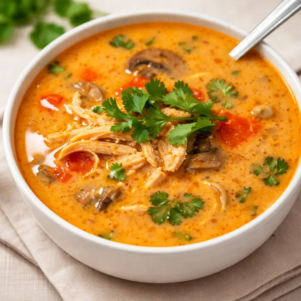 Better Than Takeout Thai Chicken Soup in bowl