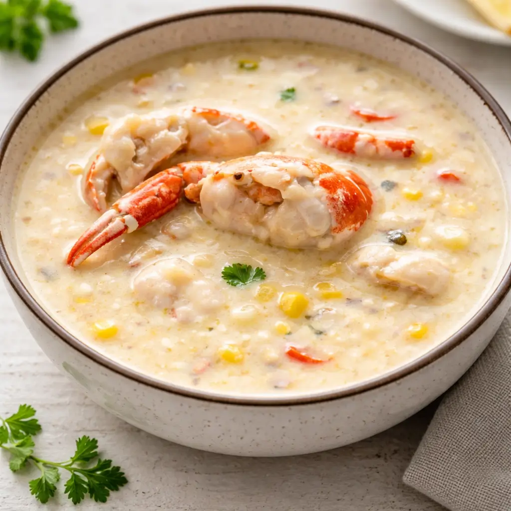 Bobby Flay’s Crab &amp; Corn Chowder creamy seafood soup